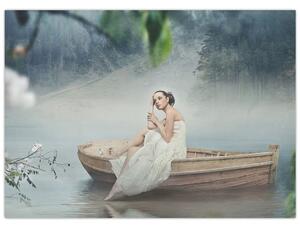 Obraz - Kobieta na łodzi (70x50 cm)