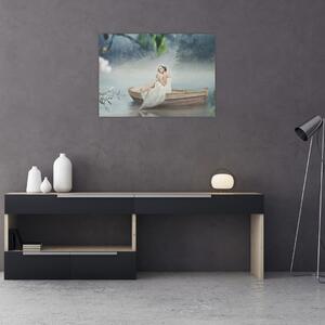 Obraz - Kobieta na łodzi (70x50 cm)