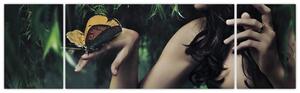 Obraz pełnej wdzięku kobiety z motylem (170x50 cm)