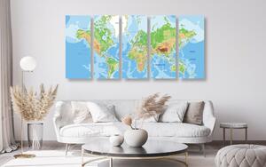 5-częściowy obraz klasyczna mapa świata