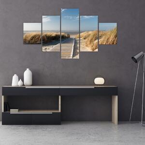 Obraz - Piaszczysta plaża na wyspie Langeoog, Niemcy (125x70 cm)