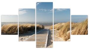 Obraz - Piaszczysta plaża na wyspie Langeoog, Niemcy (125x70 cm)