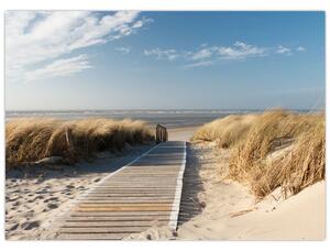 Obraz - Piaszczysta plaża na wyspie Langeoog, Niemcy (70x50 cm)