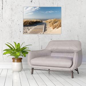 Obraz - Piaszczysta plaża na wyspie Langeoog, Niemcy (70x50 cm)