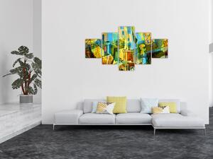 Obraz - Architektura, abstrakcja kubistyczna (125x70 cm)