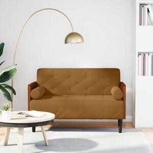 Sofa dwuosobowa z poduszkami waÅkowymi brÄ zowa 110 cm aksamit