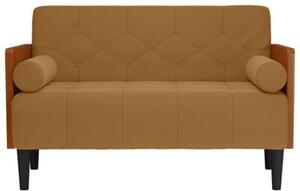 Sofa dwuosobowa z poduszkami waÅkowymi brÄ zowa 110 cm aksamit