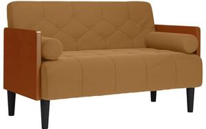 Sofa dwuosobowa z poduszkami waÅkowymi brÄ zowa 110 cm aksamit