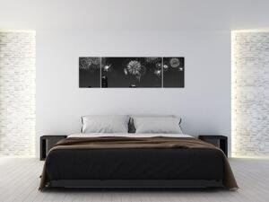 Obraz - Fajerwerki w Miami, czarno - białe (170x50 cm)