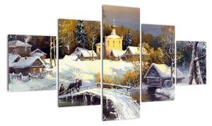 Obraz - Zimowe miasteczko (125x70 cm)