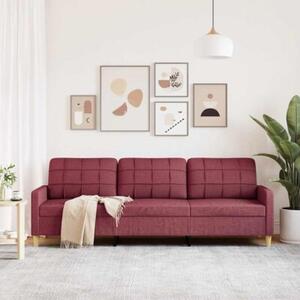 Sofa 3-osobowa, winna czerwieÅ, 210 cm,tapicerowana tkaninÄ