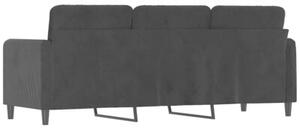 Sofa 3-osobowa, czarny, 180 cm, tapicerowana aksamitem