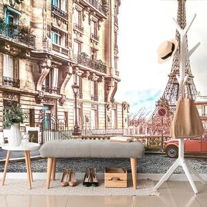 Samoprzylepna tapeta widok na Wieżę Eiffla z ulicy Paryża
