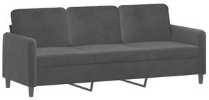 Sofa 3-osobowa, czarny, 180 cm, tapicerowana aksamitem