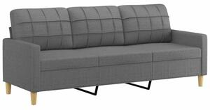 Sofa 3-osobowa, ciemnoszara, 180 cm, tapicerowana tkaninÄ