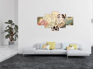Obraz - Kubizm - harlequin and rose (125x70 cm)