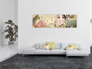 Obraz - Kubizm - harlequin and rose (170x50 cm)
