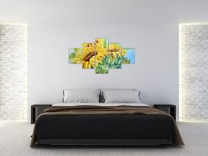 Obraz kwitnących słoneczników (125x70 cm)