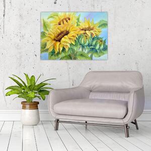 Obraz kwitnących słoneczników (70x50 cm)
