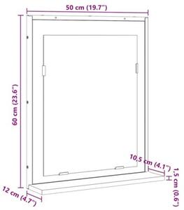 Lustro łazienkowe z półką z lustrem czarny 50 x 12 x 60 cm