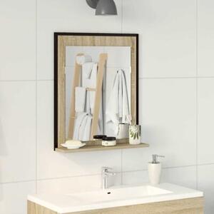 Lustro łazienkowe z półką z lustrem czarny 50 x 12 x 60 cm