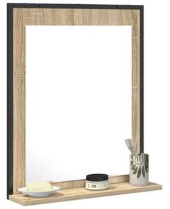 Lustro łazienkowe z półką z lustrem czarny 50 x 12 x 60 cm