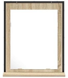 Lustro łazienkowe z półką z lustrem czarny 50 x 12 x 60 cm