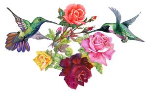 Tapeta kolibry z kwiatami