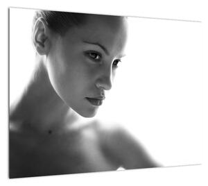 Obraz - czarno - biały portret kobiety (70x50 cm)