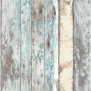 DUTCH WALLCOVERINGS Tapeta z motywem drewnianych desek, niebieska