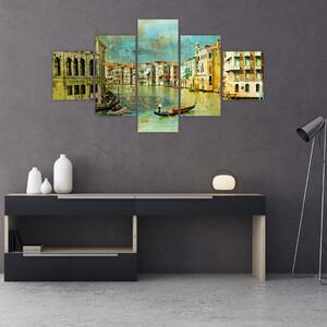 Obraz - Kanał wenecki i gondole (125x70 cm)