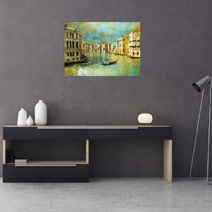 Obraz - Kanał wenecki i gondole (70x50 cm)