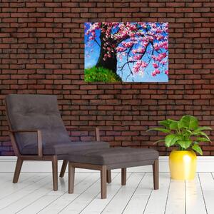 Obraz malowanego kwiatu wiśni (70x50 cm)