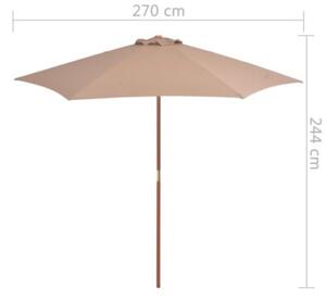 Parasol ogrodowy na drewnianym słupku, 270 cm, taupe