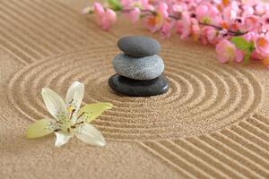 Fototapeta ogród Zen i kamienie w piasku