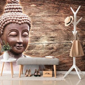 Tapeta Posąg Buddy na drewnianym tle
