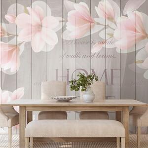 Tapeta vintage magnolie z napisem