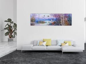 Obraz - Idzie jesień, obraz olejny (170x50 cm)