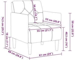 Sofa fotel z podÅokietnikami brÄ zowy 55 cm aksamit