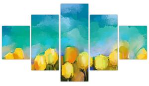 Obraz żółtych tulipanów (125x70 cm)