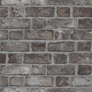 Homestyle Tapeta Brick Wall, czarno-szara