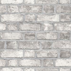 Homestyle Tapeta Brick Wall, szarość i złamana biel