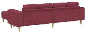 Nowoczesna sofa z ottomanem w kolorze czerwonego wina, 4-osobowa, tapicerka z poliestru, ergonomiczne podÅokietniki