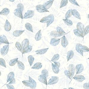 Noordwand Tapeta Evergreen Leaves, biało-niebieska