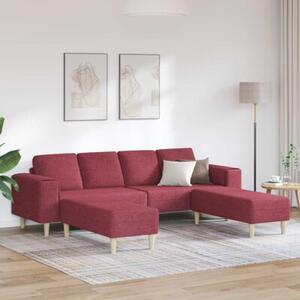 Nowoczesna sofa z ottomanem w kolorze czerwonego wina, 4-osobowa, tapicerka z poliestru, ergonomiczne podÅokietniki