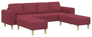 Nowoczesna sofa z ottomanem w kolorze czerwonego wina, 4-osobowa, tapicerka z poliestru, ergonomiczne podÅokietniki