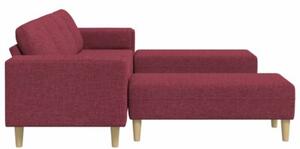 Nowoczesna sofa z ottomanem w kolorze czerwonego wina, 4-osobowa, tapicerka z poliestru, ergonomiczne podÅokietniki