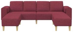 Nowoczesna sofa z ottomanem w kolorze czerwonego wina, 4-osobowa, tapicerka z poliestru, ergonomiczne podÅokietniki