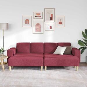 Nowoczesna sofa z ottomanem w kolorze czerwonego wina, 4-osobowa, tapicerka z poliestru, ergonomiczne podÅokietniki