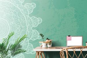 Samoprzylepna tapeta zielona arabeska na abstrakcyjnym tle